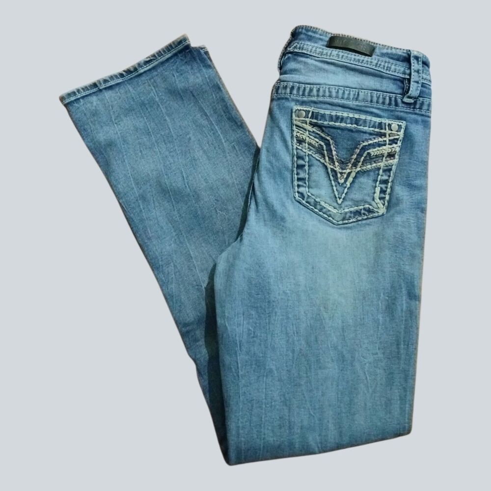 Vigoss Slim Boot Denim Jeans Thick Stitch Medium Wash Size 10